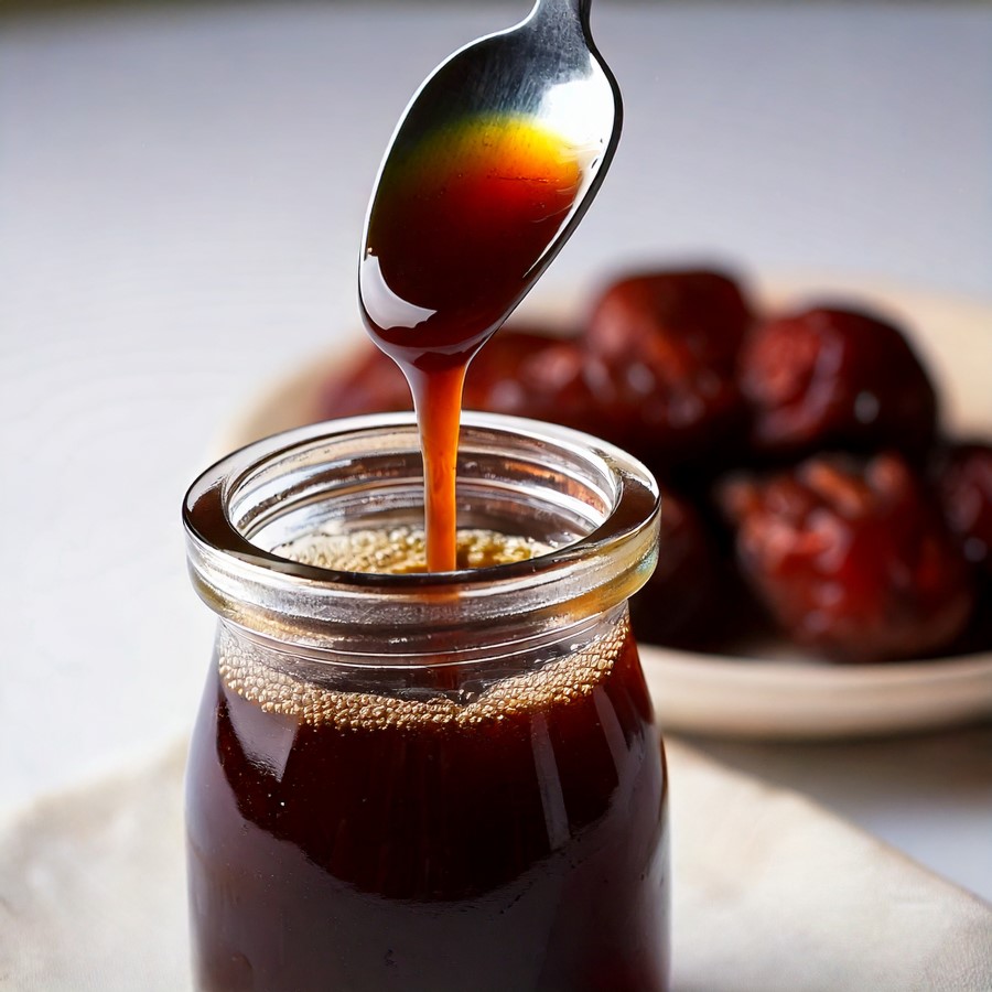 Dark Date Syrup in a jar